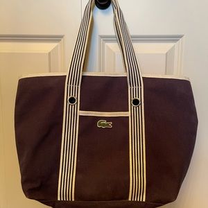 Navy & White Lacoste medium canvas tote